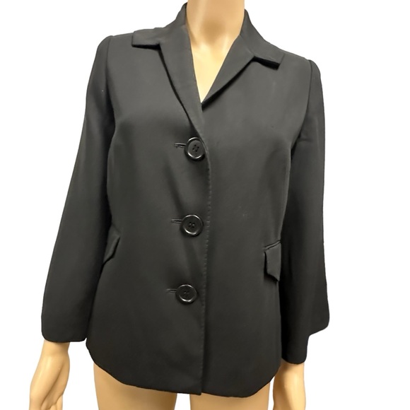 Max Studio Special Edition Silk Wool Slit Sleeve Black Blazer Jacket Womens 4 - Picture 7 of 16